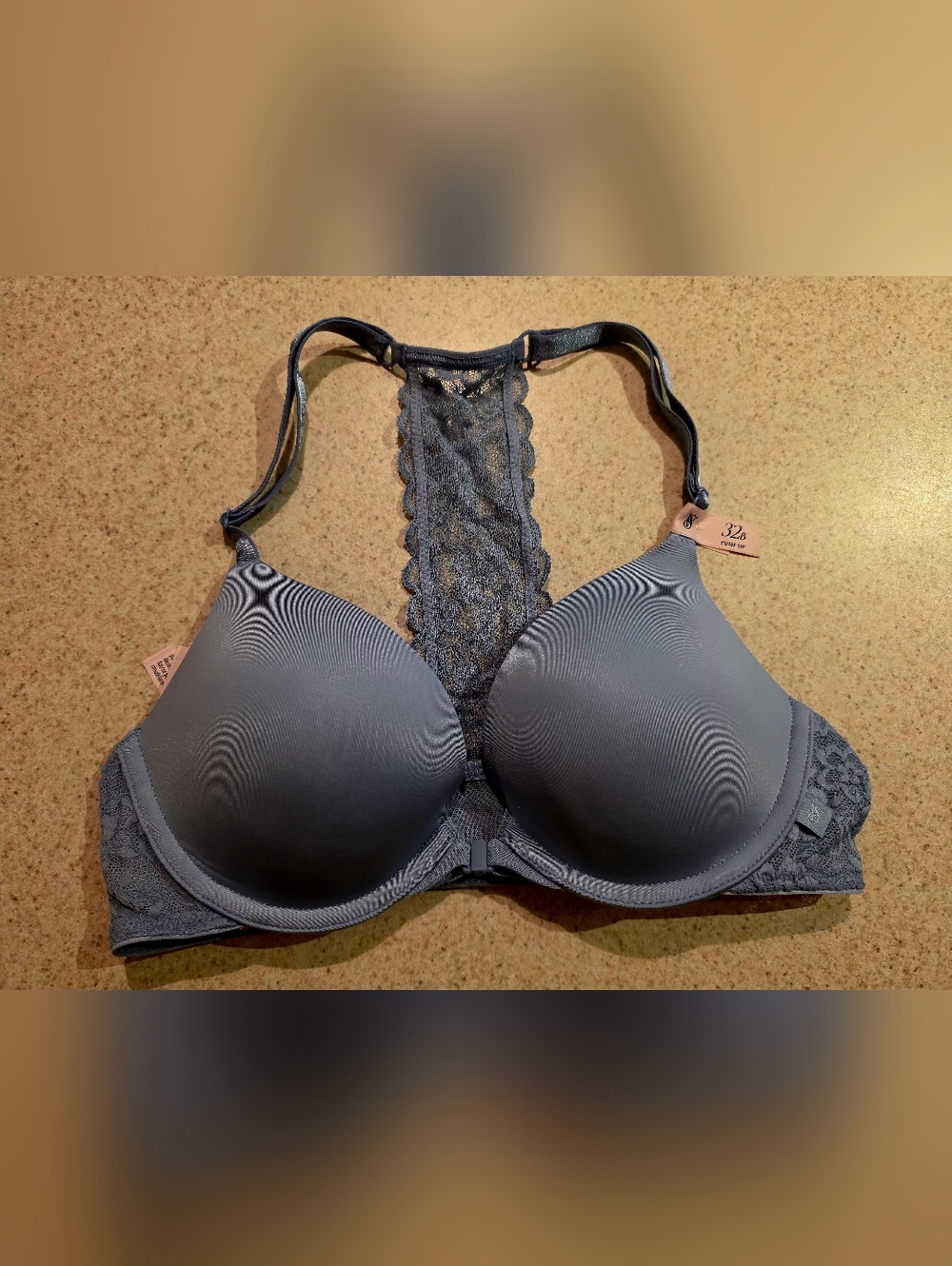 Victoria’s Secret Push-Up Racerback Lace Bra 32B Blue NWT